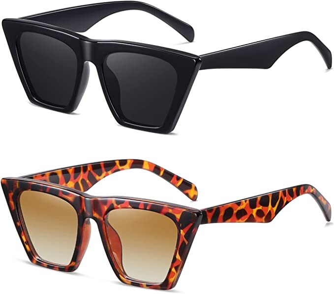 JASPIN Women’s Cat Eye Sunglasses 2 Pack – Vintage Square Trendy Design-image
