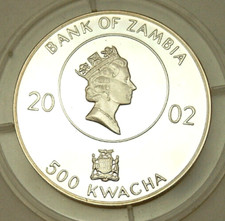 Zambia Zambia 500 Kwacha 2002 proof silver ø34mm 15.3g torch runner Olympic Munich 62.94 per troy oz