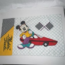 Vintage Mickey Mouse Disney Standard Pillow Case Makin' Tracks Double-Sided 3D