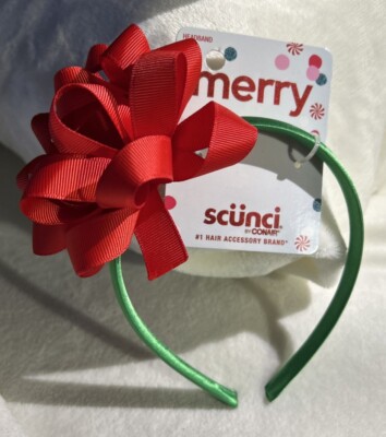 Scunci Red Bow HEADBAND NEW Christmas Hair Accessory