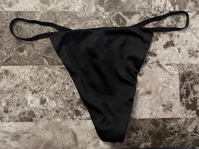 NWOT VICTORIA'S SECRET S BLACK SMOOTH GOLD RING VINTAGE RARE V STRING PANTIES