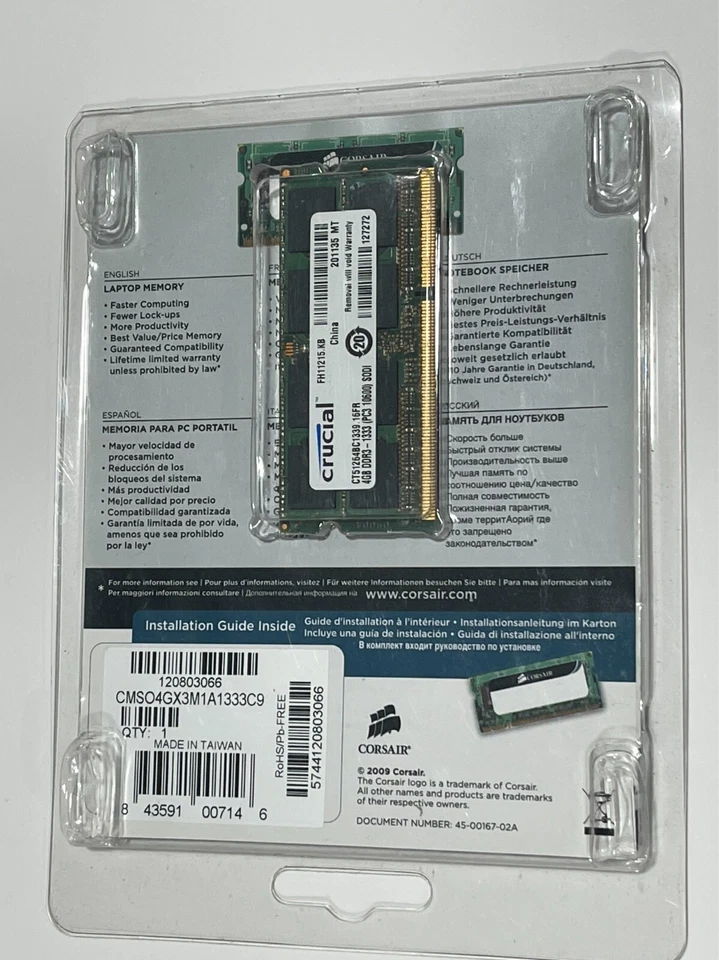 Corsair 4GB DDR3 LAPTOP Memory Module CMSO4GX3M1A1333C9 - Image 2 of 3
