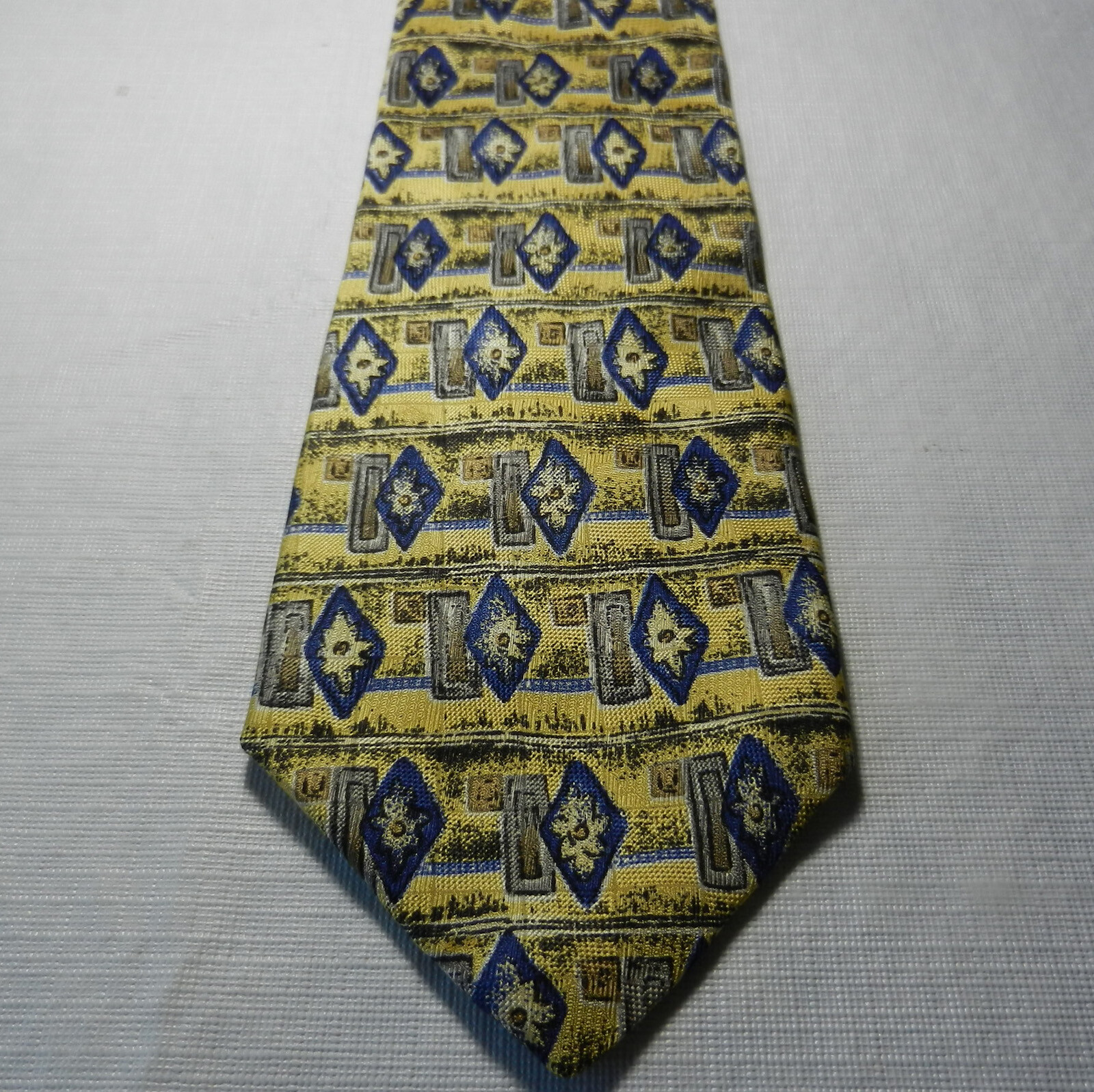 Robert Talbott Studio gold w/ blue pattern men's … - image 1