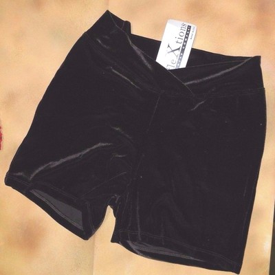 NWT Reflextions Velvet Shorts V-Front BLACK ladies sz Expresso brown Dancer Gym