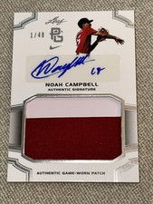 NOAH CAMPBELL 2016 Leaf PERFECT GAME AUTOGRAPH JERSEY PATCH #1/40 BREWERS