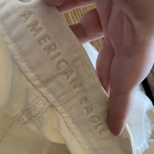 American Eagle Women SZ 6 Ivory Denim Cutoff Hi-Rise Festival Mini Jean Skirt - Picture 5 of 8