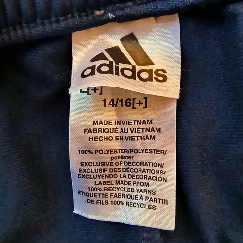 adidas Tricot Jogger Boys Large (14/16) Navy Blue Track Pants AK5645P - Picture 4 of 5