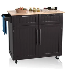 Rolling Kitchen Cart Island Heavy Duty Storage Trolley Cabinet Utility Modern