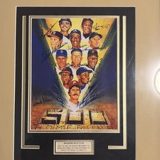 500 Home Run Lithograph Autographed! Mantle, Ted W., Aaron, Mays! 22x18 Framed!