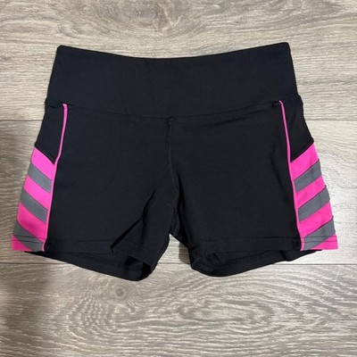Virtual Sensuality Fit CYSM Rave Shorts S Women Black Neon Pink Striped Athletic