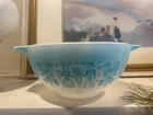 RARE Lady On The Left Pyrex Turquoise Amish Butterprint Mixing Bowl 442 Variant