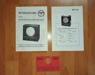 Volksempfänger DKE38 Betriebsanleitung Kundendienstschrift und Warnhinweis