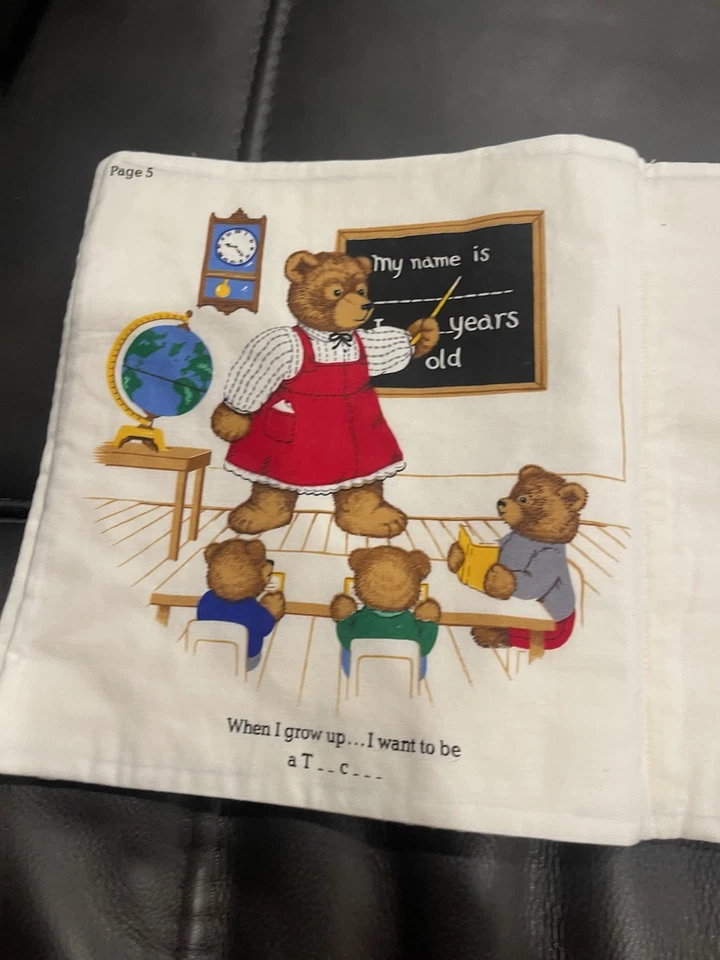 When I Grow Up I Want To Be Pillow Book 2 Sew Childs Teddy Bears Cranston Print - Image 4 of 4