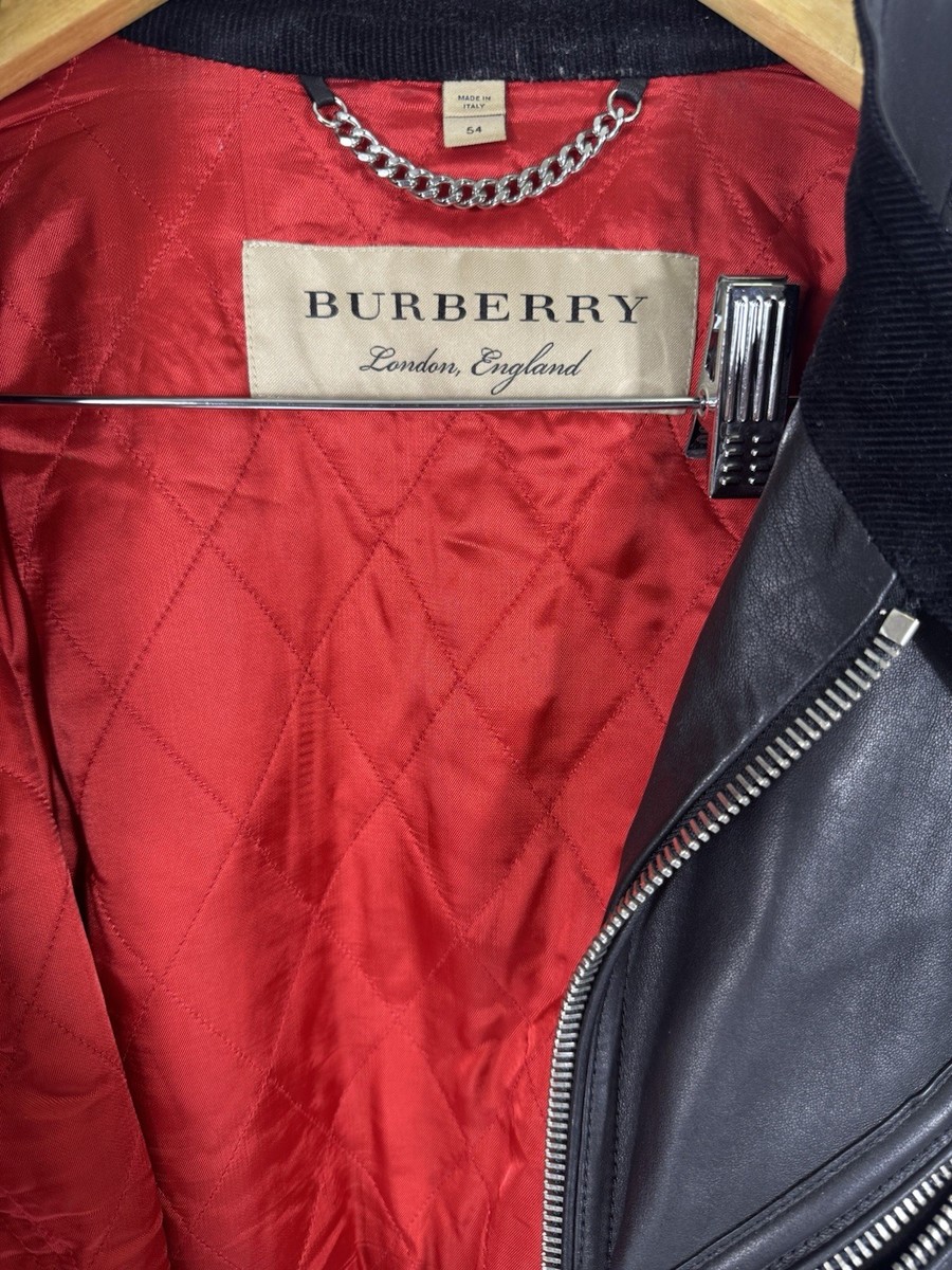 Burberry Black Quilted Biker Jacket for Men Size 54 Full Zip