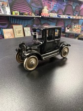Vintage 1930s Arcade Cast Iron Black Sedan Toy Car w/ Nickel Wheels USA Vtg
