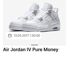 NIKE AIR JORDAN 4 IV RETRO PURE MONEY 2017 44 10 9 METALLIC WHITE