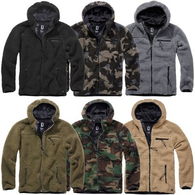 Brandit Teddyfleece Jacke Worker mit Kapuze Faserpelzjacke Outdoor Plüschjacke