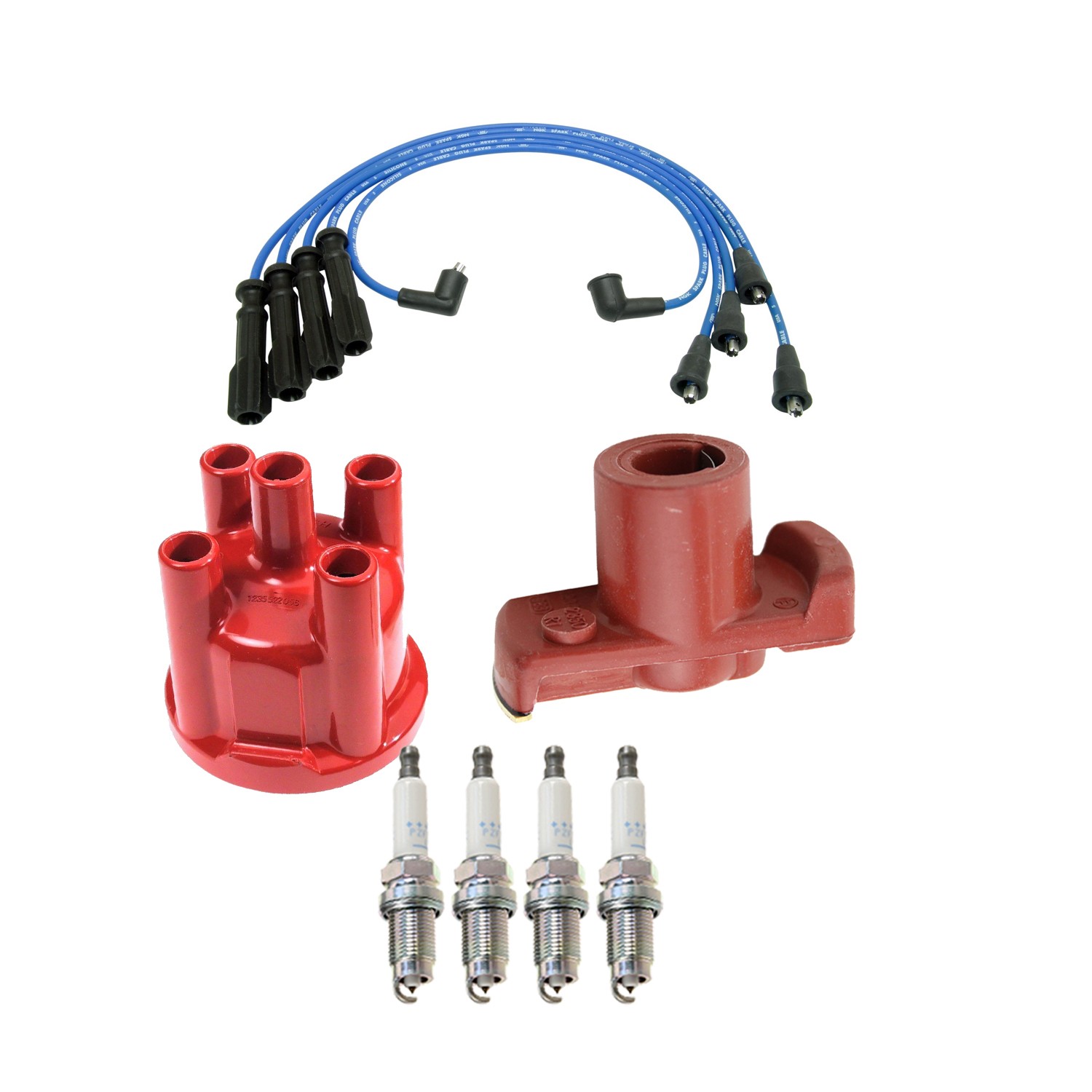 Bosch Distributor Cap Rotor 4 Spark Plug NGK Wire Kit for 240 244 245 2.3 L4 RWD