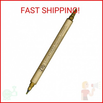 Kuretake Zig Memory System Twin Marker, Writer Metallic Colors, Gold (MS-8400-10
