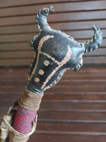 Vintage Tribal Leather Rattle Handmade  - Photo 12/15