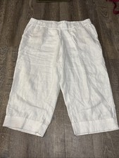 J Jill Pure Jill Linen Pants XL Petite White Elastic Waist Pull On Cropped