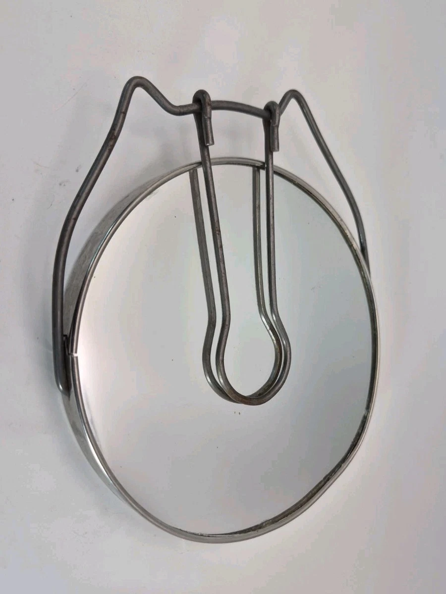 Vtg Tabletop 2x Sided Mirror Silver Metal Ring Stand Shaving Makeup 5.5" ISRAEL