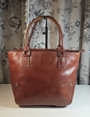 VINTAGE EITIENNE AIGNER EQUESTRIAN STYLE LEATHER TOTE IN DEEP COGNAC
