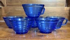 Lot Of 6 Vintage Hazel Atlas Cobalt Blue Depression Glass Tea/Coffee Cups