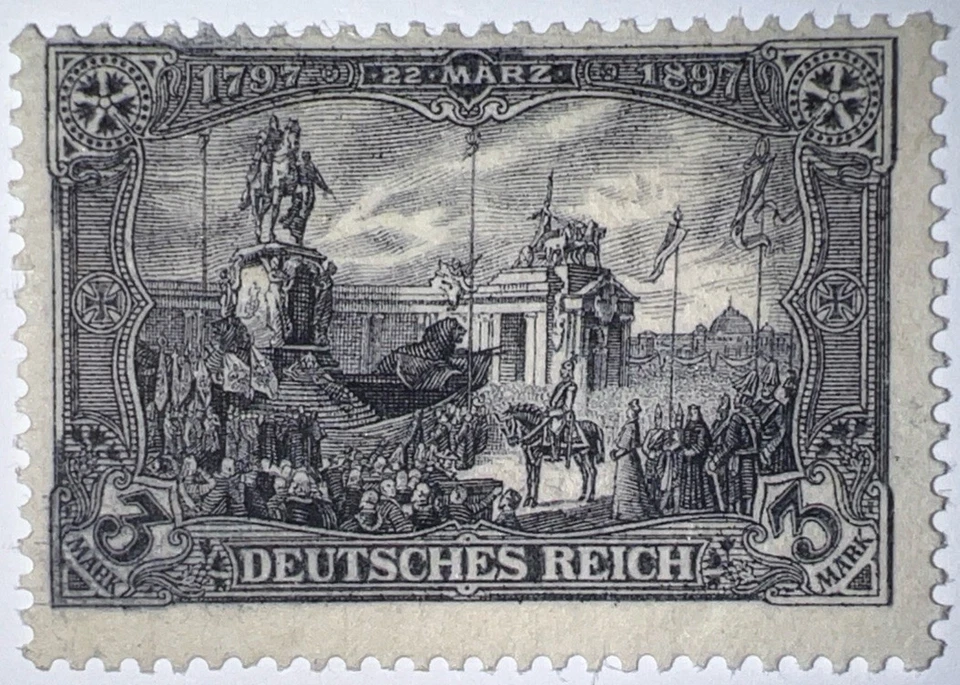 Sellos de viaje: sello de Alemania Deutsches Reich Mi. #65, REICHSPOST 3 marcos, MNG Foto 3 de 4