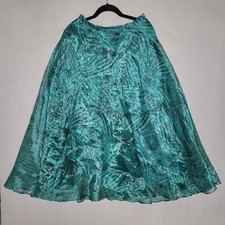 Maeve Anthropologie Skirt Size 6 Green Floral Print Sheer Overlay Lined