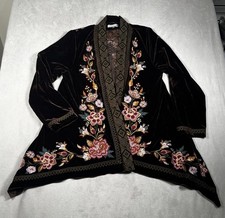 Cardigan kimono in velluto ricamato donna medio usato in ottime condizioni
