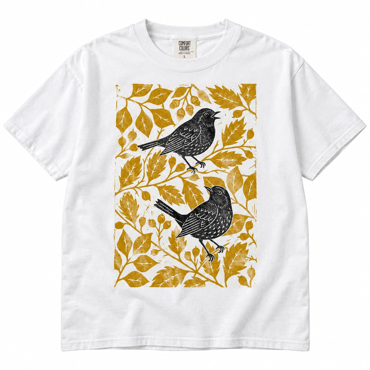 Comfort Colors Vintage Songbird T-Shirt Botanical Bird Cottagecore Graphic Tee image 1