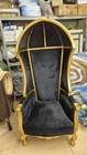 Grand porter's Baroque style chair black velvet and gold wood