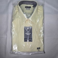 VAN HEUSEN Long Sleeve Dress Shirt Wrinkle Free Mens L 16 32/33 Yellow Preppy