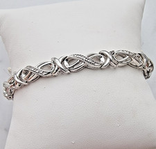 925 STERLING SILVER NATURAL DIAMOND INFINITY ROUND CUT BRACELET 7.5 "