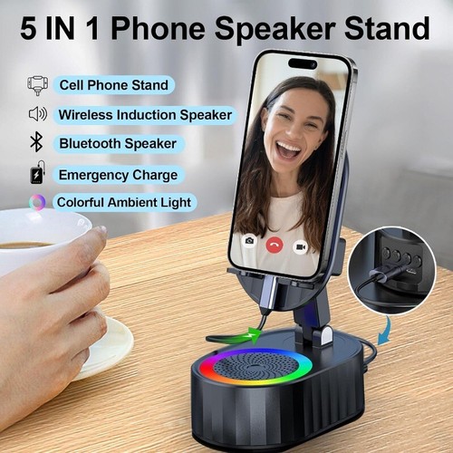 Cell Phone Stand with Wireless Bluetooth Speaker,Induction Speaker HD Surround S - Picture 3 of 17