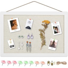 Cork Board Bulletin Board W/ Linen 16.7" X 11" Framed Hanging Pin Board for Home