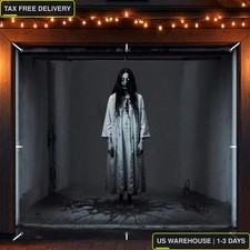 Halloween Garage Door Banner 7x8 Ft Scary Female Ghost Garage Door Cover Decorat