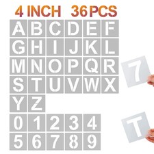 4 Inch Letter Stencils and Numbers, 36 Pcs Alphabet Art Craft Stencil, 4