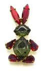 Vtg. Austrian Rhinestone Glass Costume Jewelry Rabbit Brooch Pin - S1