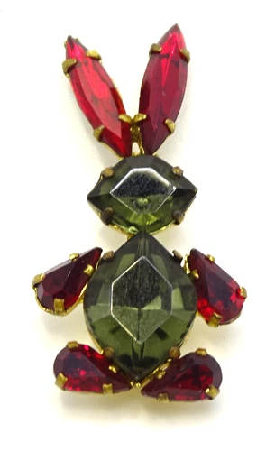 Vtg. Austrian Rhinestone Glass Costume Jewelry Rabbit Brooch Pin - S1