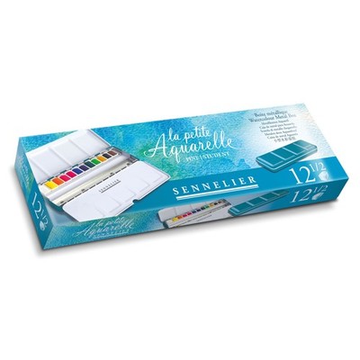Sennelier La Petite Metallkasten - 12 halbe Aquarell Näpfchen N131683.02