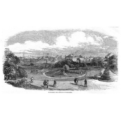 BUKAREST Hauptstadt der Walachei, heute Rumänien - antiker Druck 1856