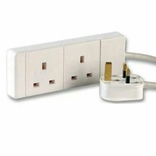 2 Way UK 13Amp Extension Lead, Standard Lead – 2 Gangs & 2 Meter Cable