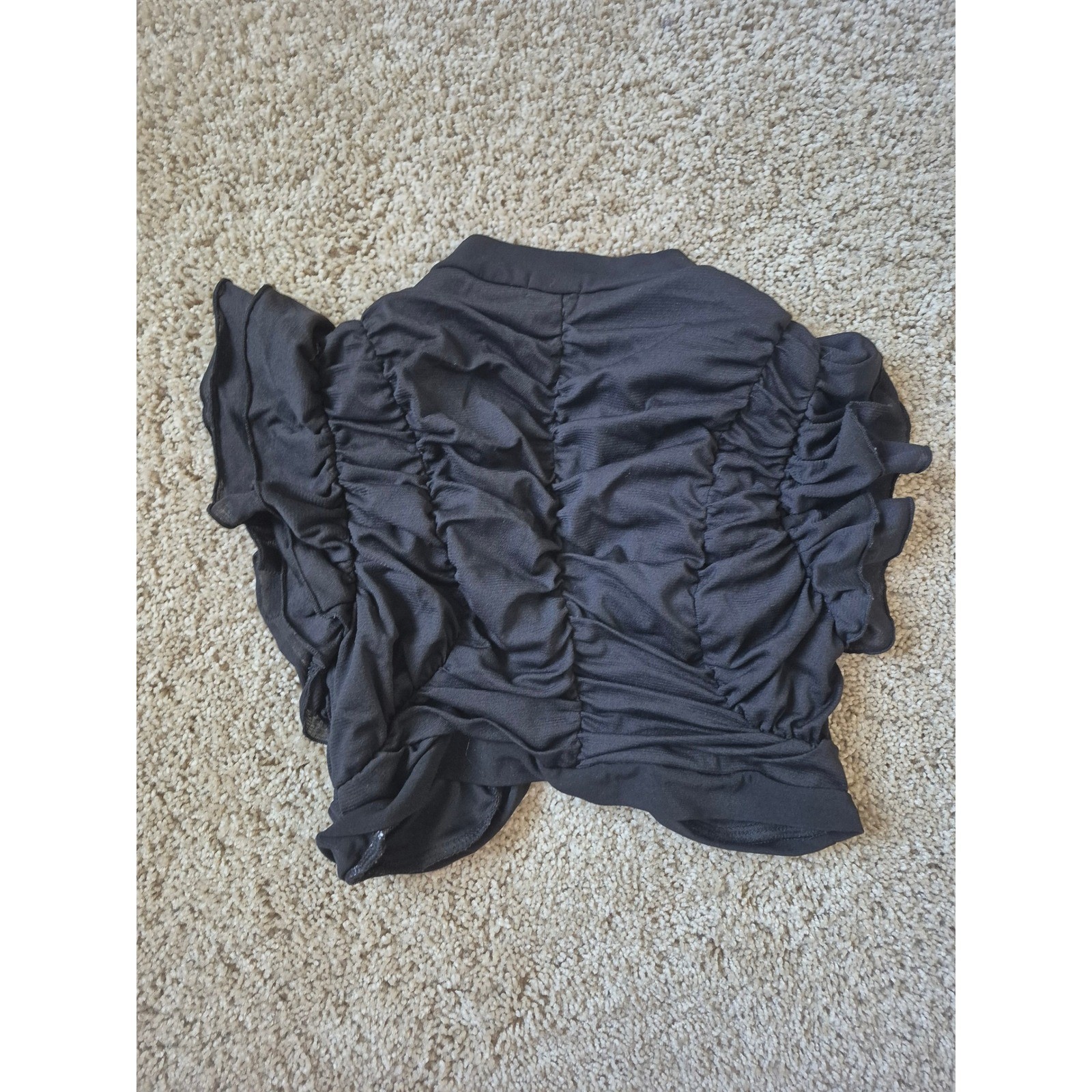 Ruby Rox Juniors Black Ruched Ruffled Cropped Shr… - image 2