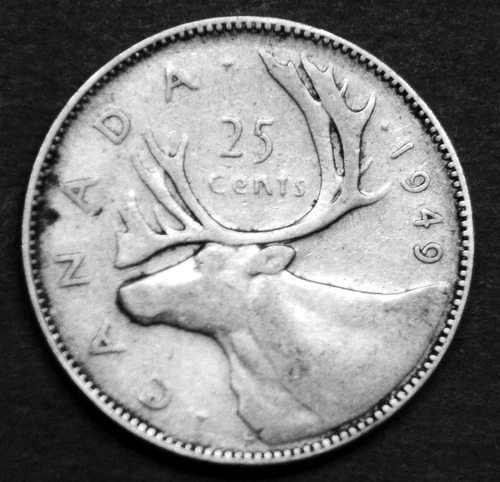 1949 25¢ silver coin in a paper flip - Free shipping