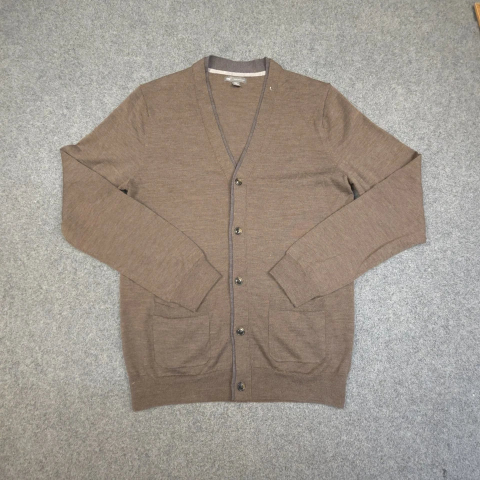 GAP Cardigan mens MEDIUM Brown Merino wool Long Sleeve Button Up V neck Size M - Image 2 of 4