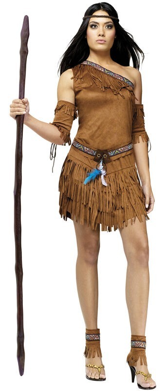 Sexy Vestido Elegante Disfraz Para Mujer Pequeño Mediano Indio Nativo Salvaje Oeste Pocahontas