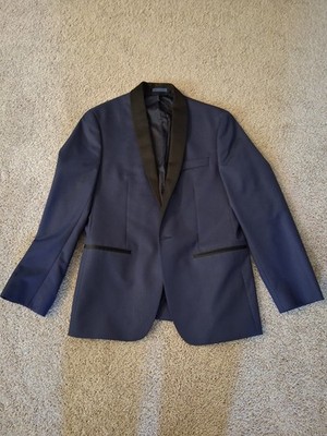 Ryan Seacrest Distinction Men's Micro Dot Blazer 40R Navy Blue And Black