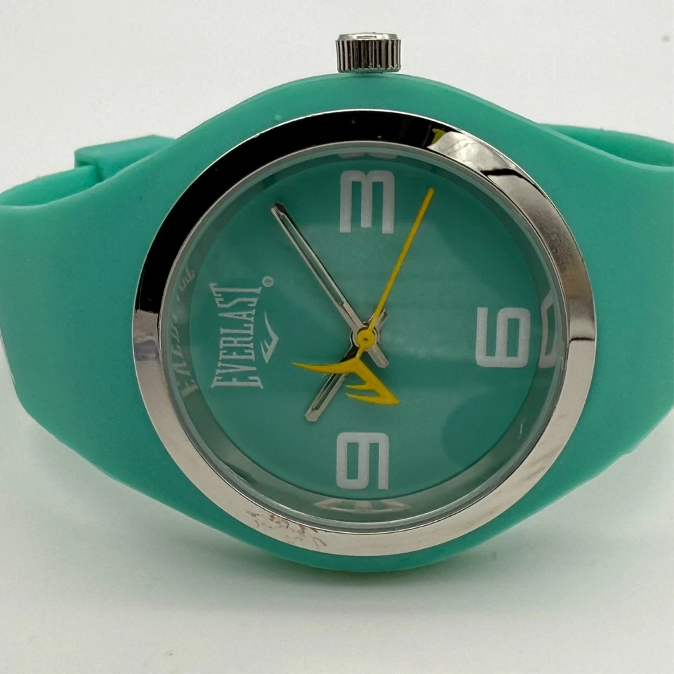 Unisex EVERLAST Round Silicone Blue/Green Quartz Sport Watch, Silver Bezel, 41mm - Image 4 of 4
